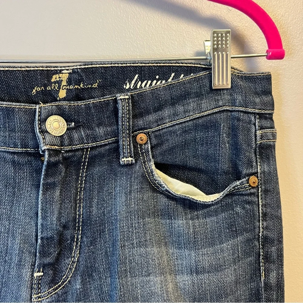74AM Jeans 7 for All Mankind Straight Leg Denim Medium Wash Sz 28 EUC - Picture 4 of 10